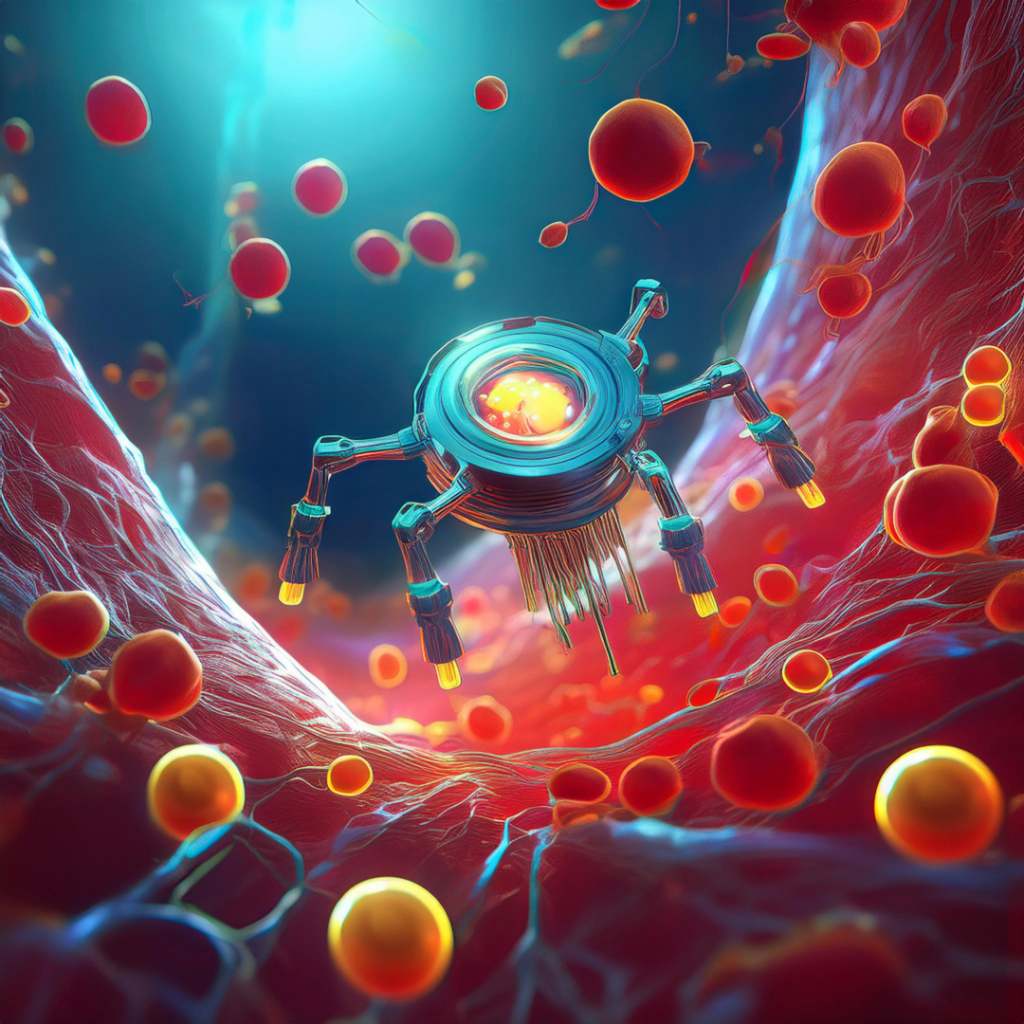 micro robô dentro do corpo entregando medicamento