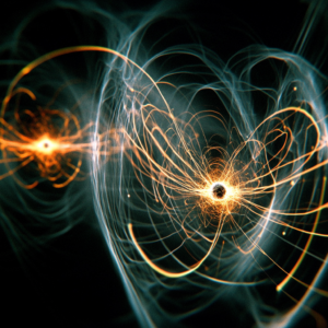 Representação artística do emaranhamento quântico entre partículas subatômicas dentro de um próton.