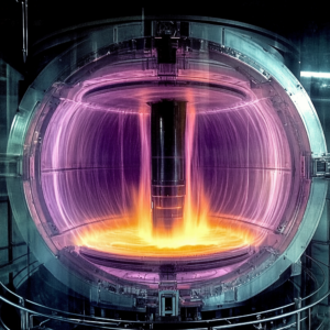 representação artística de um reator de fusão tokamak